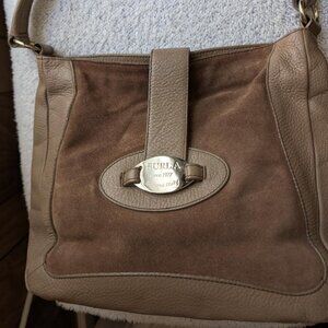 VINTAGE FURLA BROWN LEATHER SUEDE SHOULDER BAG